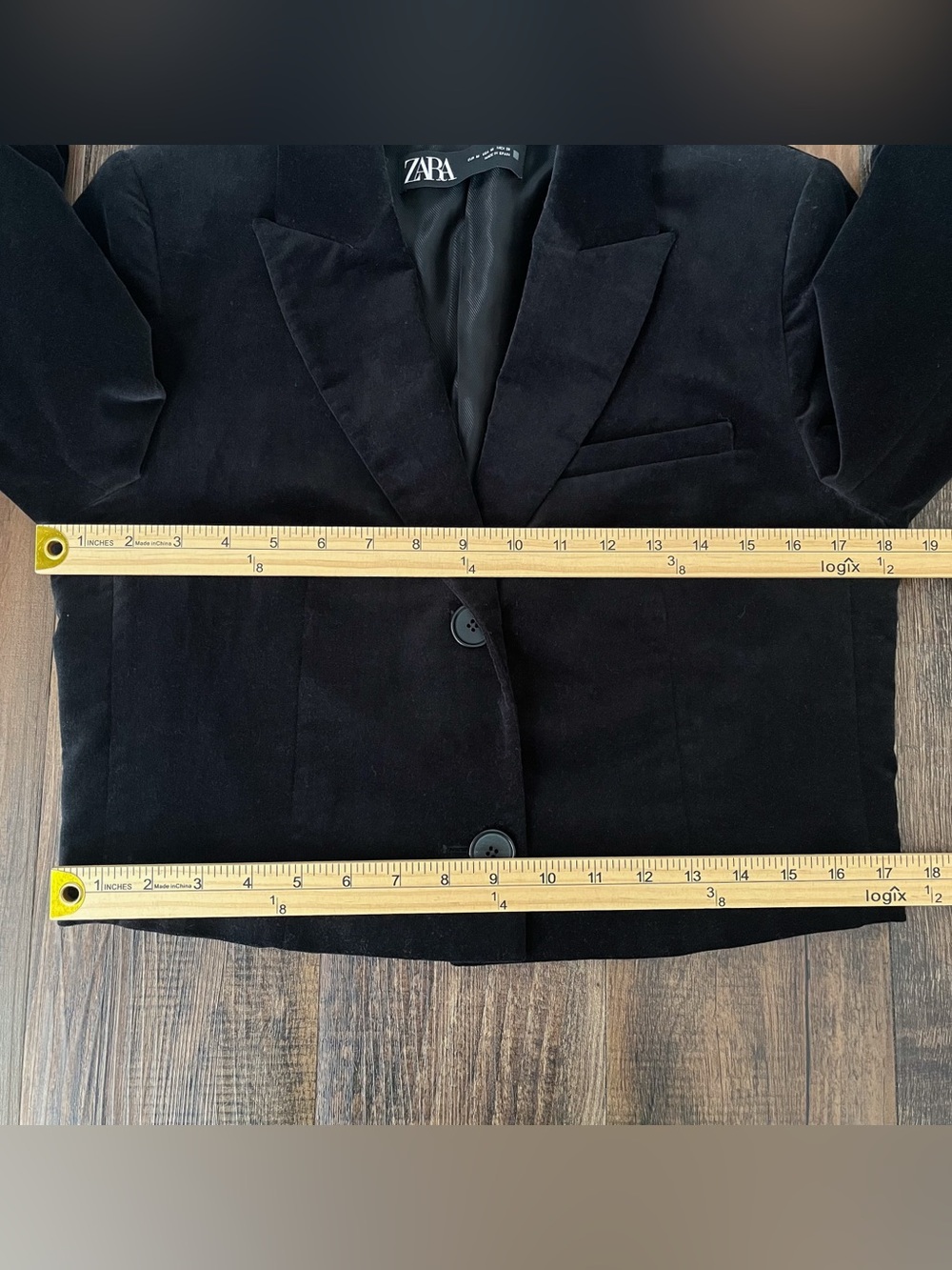 Zara Velvet Cropped Blazer Single Breasted Cotton Fully Lined Size Medium Black - Picture 12 of 16